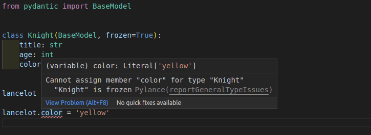 VS Code strict type errors with model