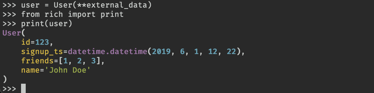 Printing Pydantic models with Rich